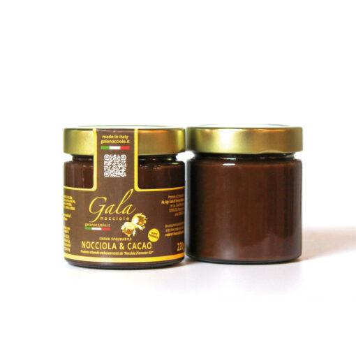crema spalmabile nocciola e cacao fondente delle langhe igp